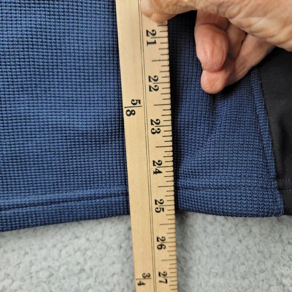 Spyder Waffle Fleece Quarter Zip Pullover Medium Blue Black Athletic Stretch Top - Picture 12 of 16